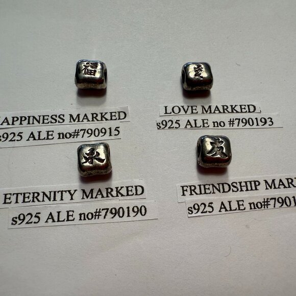 Authentic Pandora Lot of 4 CHINESE SYMBOL Charms 925ALE Retired see description. - Picture 3 of 4